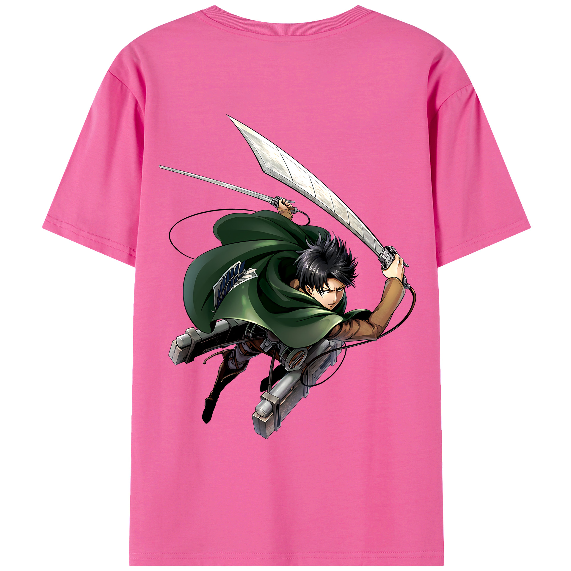（画像用） 進撃の巨人 リヴァイ·アッカーマン Attack on Titan Levi Ackerman レディース半袖Tシャツ(バックプリント)